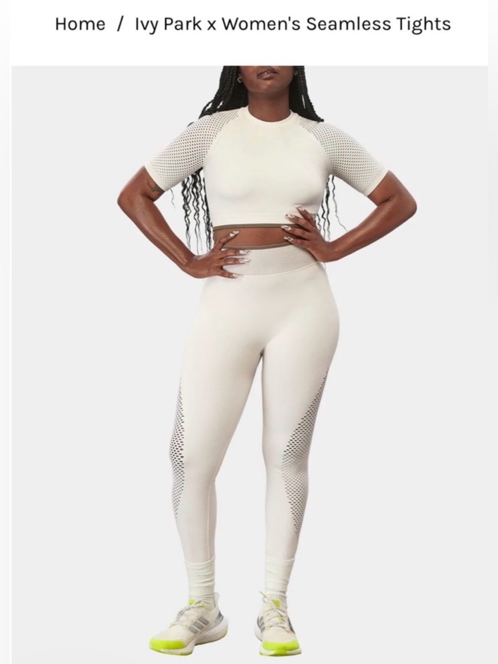 IVY PARK Cream Seamless High-Waist Leggings with Mesh Panels